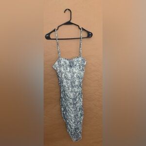 Stylish Gray and Blue Forever 21 Patterned Dress